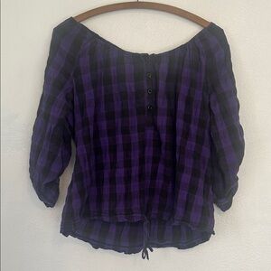 purple peasant plaid top